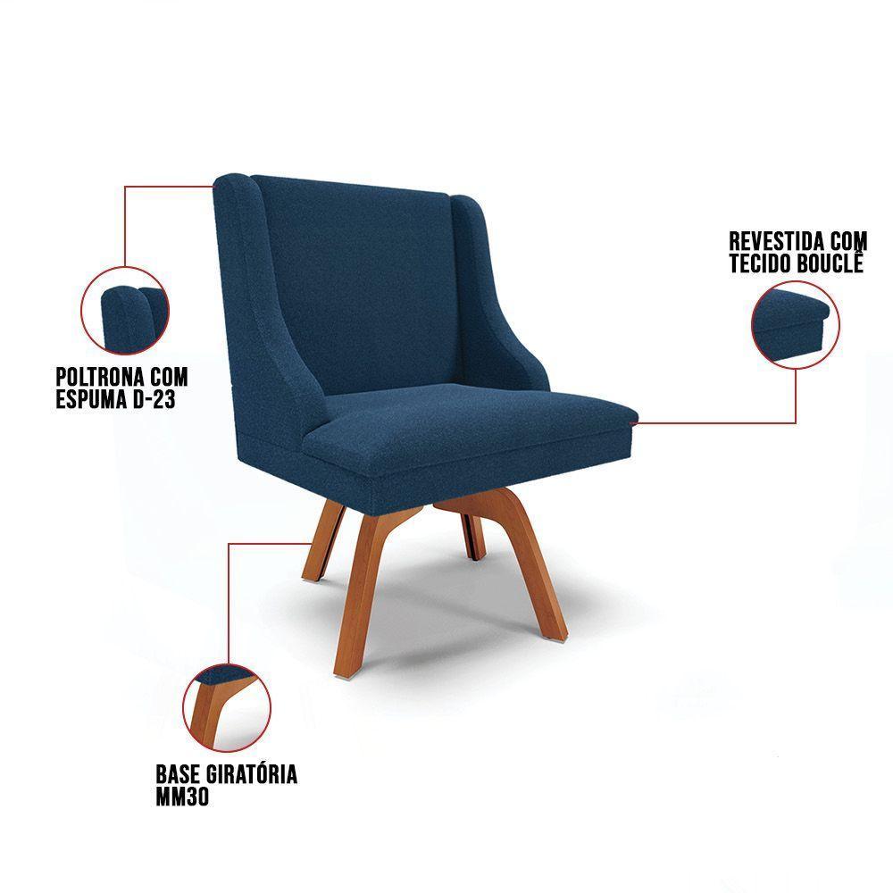 Cadeira Sala De Jantar Giratória Mm35 Liz Bouclê Azul D03 - D'rossi - 3