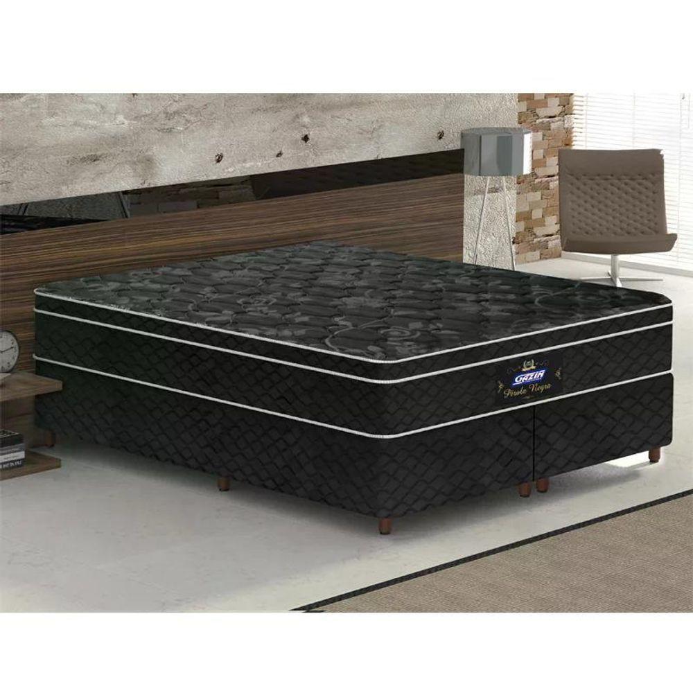 Conjunto Box Colchão+base Pérola Negra Molas Ensacadas Gazin 158x198x71 - 2