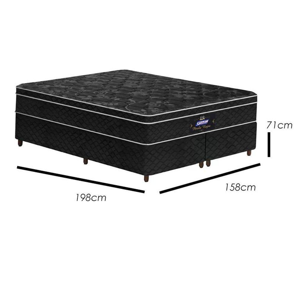 Conjunto Box Colchão+base Pérola Negra Molas Ensacadas Gazin 158x198x71 - 3