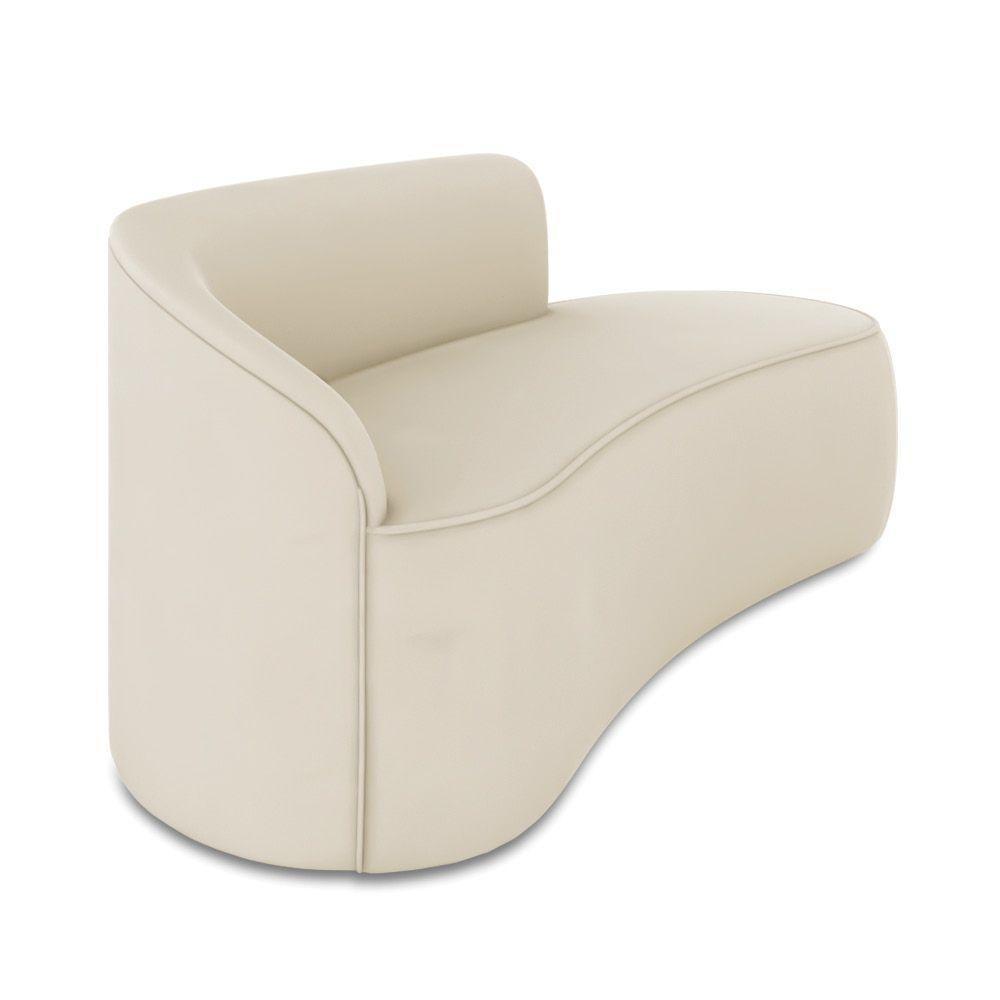 Sofá 3 Lugares Orgânico 180 Cm Morgan Veludo Bege D03 - D'rossi - 6