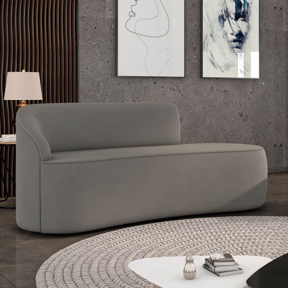 Sofá 3 Lugares Orgânico 180 Cm Morgan Suede Grafite D03 - D'rossi - 2