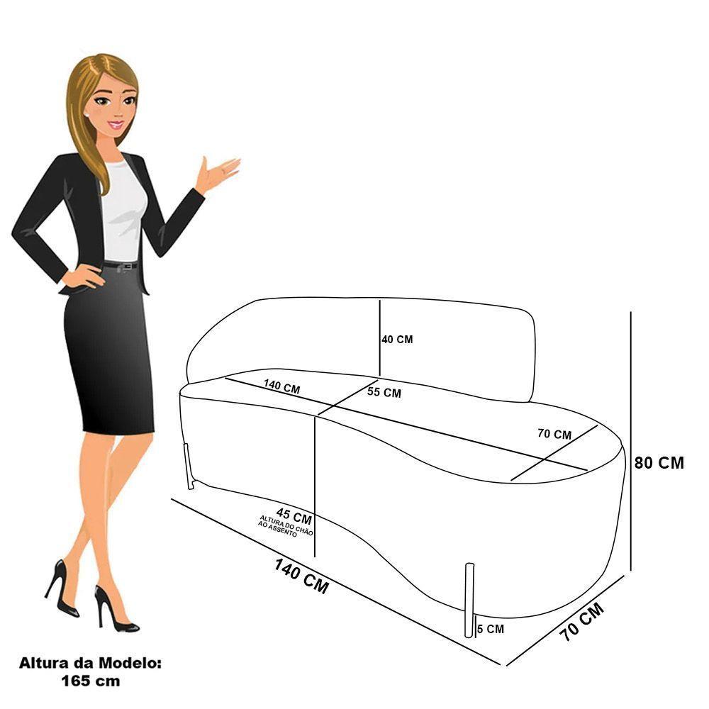 Sofá 2 Lugares Orgânico 140cm Pé Dourado Morgan Suede Verde D03 - D'rossi - 4