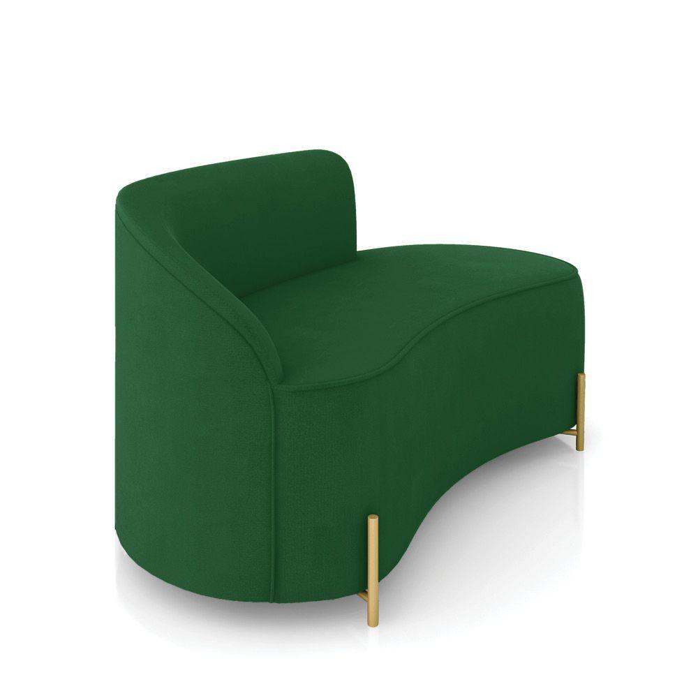 Sofá 2 Lugares Orgânico 140cm Pé Dourado Morgan Suede Verde D03 - D'rossi - 6