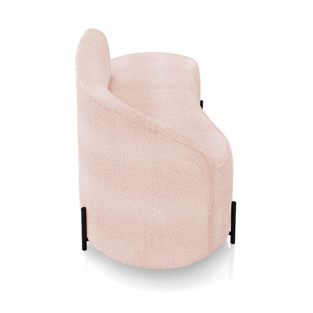 Sofá 2 Lugares Orgânico 140cm Pé Ferro Preto Morgan Bouclê Rosê D03 - D'rossi - 7