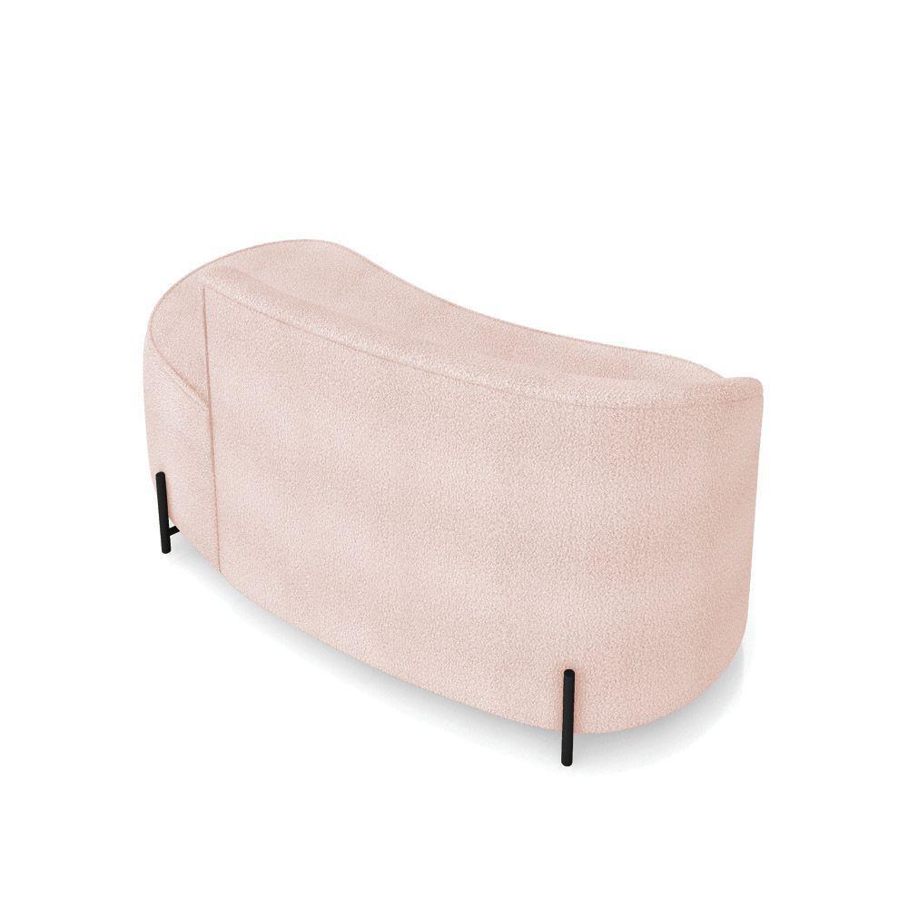 Sofá 2 Lugares Orgânico 140cm Pé Ferro Preto Morgan Bouclê Rosê D03 - D'rossi - 8