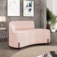 Sofá 2 Lugares Orgânico 140cm Pé Ferro Preto Morgan Bouclê Rosê D03 - D'rossi - 2