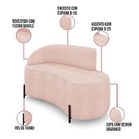 Sofá 2 Lugares Orgânico 140cm Pé Ferro Preto Morgan Bouclê Rosê D03 - D'rossi - 3