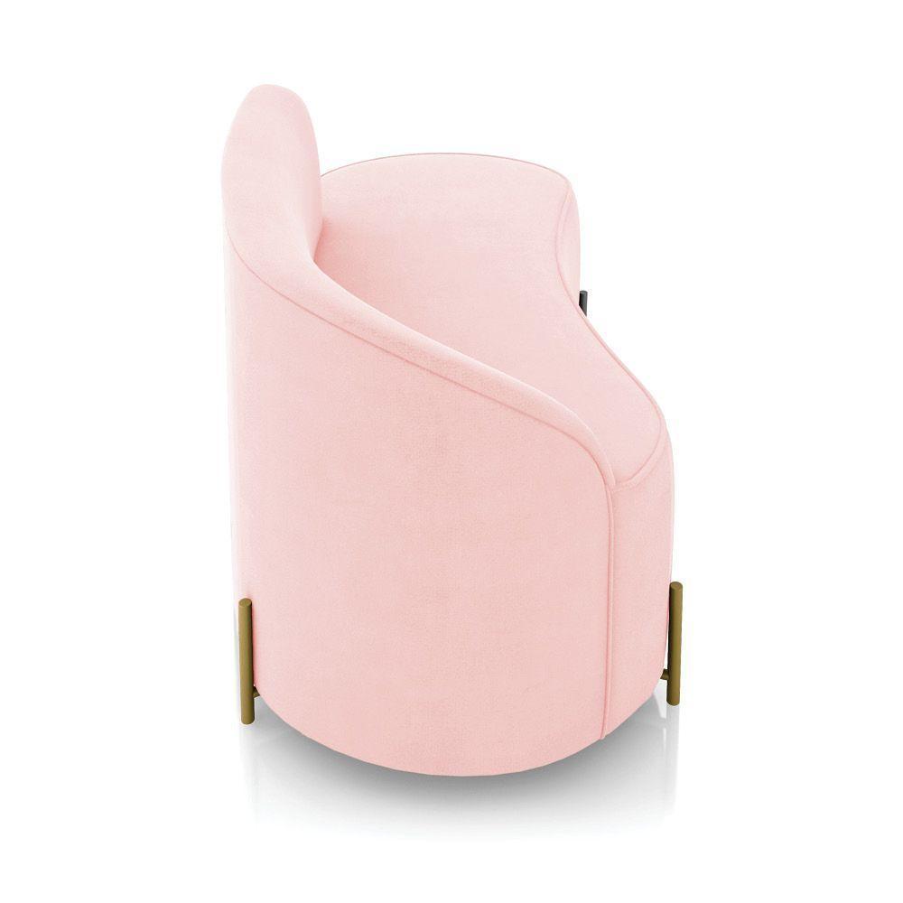 Sofá 2 Lugares Orgânico 140cm Pé Dourado Morgan Suede Rosa Bebê D03 - D'rossi - 7
