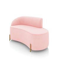 Sofá 2 Lugares Orgânico 140cm Pé Dourado Morgan Suede Rosa Bebê D03 - D'rossi - 1