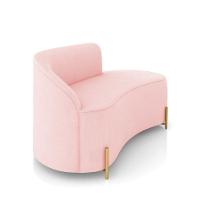 Sofá 2 Lugares Orgânico 140cm Pé Dourado Morgan Suede Rosa Bebê D03 - D'rossi - 6