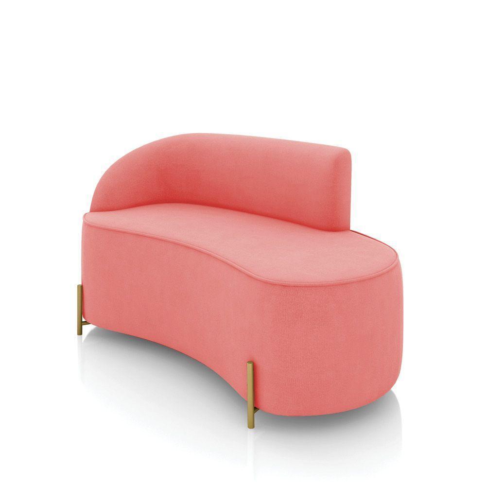 Sofá 2 Lugares Orgânico 140cm Pé Dourado Morgan Suede Rosê D03 - D'rossi - 1