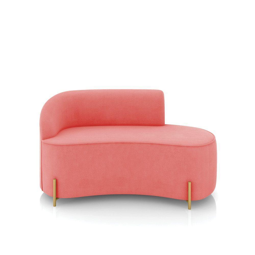 Sofá 2 Lugares Orgânico 140cm Pé Dourado Morgan Suede Rosê D03 - D'rossi - 5