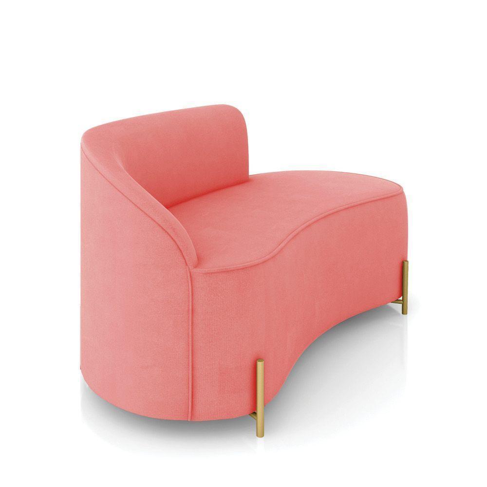 Sofá 2 Lugares Orgânico 140cm Pé Dourado Morgan Suede Rosê D03 - D'rossi - 6