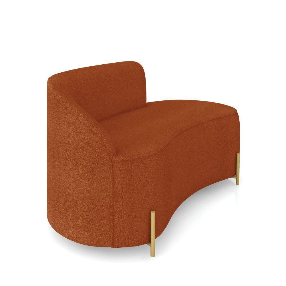 Sofá 2 Lugares Orgânico 140cm Pé Dourado Morgan Bouclê Terra D03 - D'rossi - 6