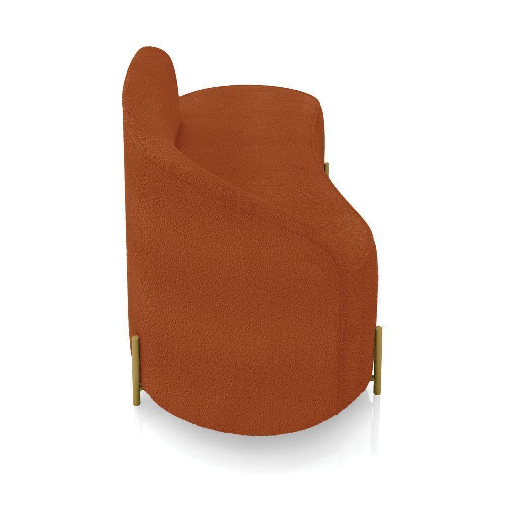 Sofá 2 Lugares Orgânico 140cm Pé Dourado Morgan Bouclê Terra D03 - D'rossi - 7