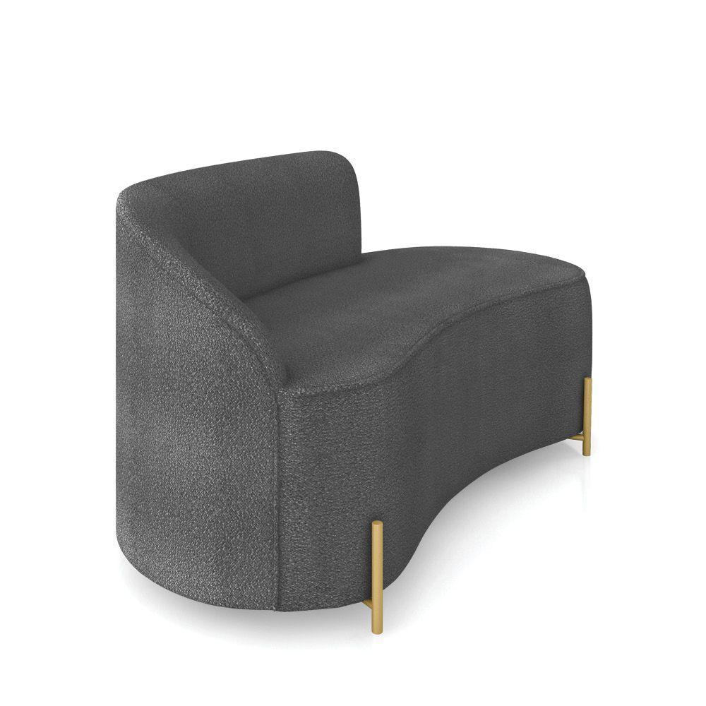 Sofá 2 Lugares Orgânico 140cm Pé Dourado Morgan Bouclê Grafite D03 - D'rossi - 6