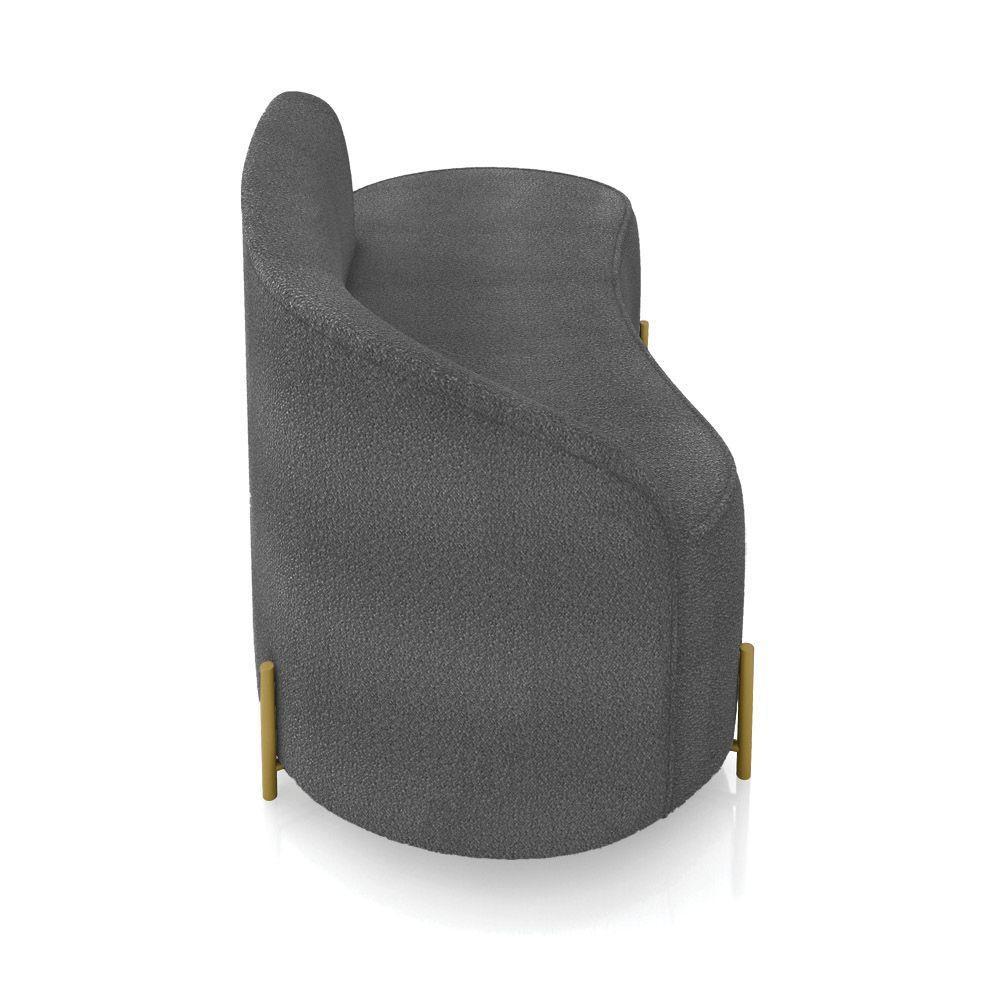 Sofá 2 Lugares Orgânico 140cm Pé Dourado Morgan Bouclê Grafite D03 - D'rossi - 7