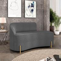 Sofá 2 Lugares Orgânico 140cm Pé Dourado Morgan Bouclê Grafite D03 - D'rossi - 2