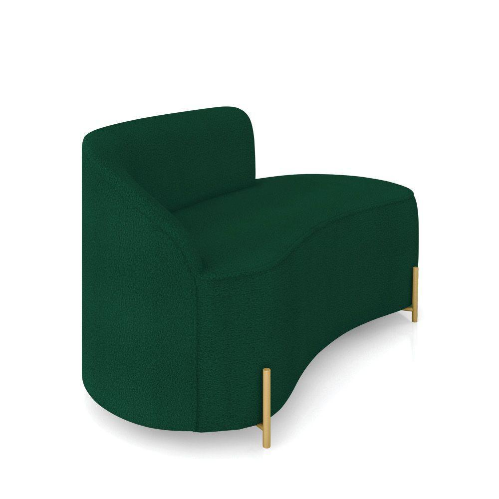Sofá 2 Lugares Orgânico 140cm Pé Dourado Morgan Bouclê Verde D03 - D'rossi - 6