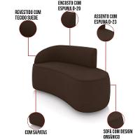 Sofá 2 Lugares Orgânico 140cm Morgan E Poltrona Lua Suede Marrom D03 - D'rossi - 3
