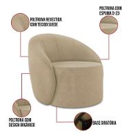 Sofá 2 Lugares Orgânico 140cm Morgan E 2 Poltronas Lua Suede Marrom Rato D03 - D'rossi