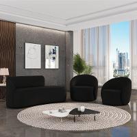 Sofá 2 Lugares Orgânico 140cm Morgan E 2 Poltronas Lua Suede Preto D03 - D'rossi - 2