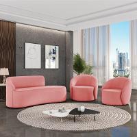 Sofá 2 Lugares Orgânico 140cm Morgan E 2 Poltronas Lua Suede Rosê D03 - D'rossi - 2