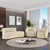 Sofá 2 Lugares Orgânico 140cm Morgan E 2 Poltronas Lua Suede Bege D03 - D'rossi - 2