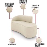 Sofá 2 Lugares Orgânico 140cm Morgan E 2 Poltronas Lua Suede Bege D03 - D'rossi - 3