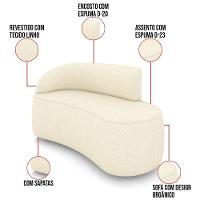 Sofá 2 Lugares Orgânico 140cm Morgan E 2 Poltronas Lua Linho Bege D03 - D'rossi - 3