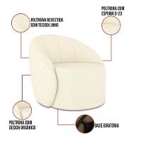 Sofá 2 Lugares Orgânico 140cm Morgan E 2 Poltronas Lua Linho Bege D03 - D'rossi