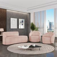 Sofá 2 Lugares Orgânico 140cm Morgan E 2 Poltronas Lua Bouclê Rosê D03 - D'rossi - 2