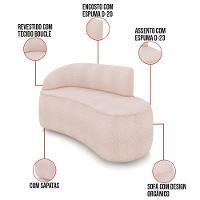 Sofá 2 Lugares Orgânico 140cm Morgan E 2 Poltronas Lua Bouclê Rosê D03 - D'rossi - 3