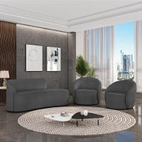 Sofá 2 Lugares Orgânico 140cm Morgan E 2 Poltronas Lua Bouclê Grafite D03 - D'rossi - 2