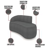 Sofá 2 Lugares Orgânico 140cm Morgan E 2 Poltronas Lua Bouclê Grafite D03 - D'rossi - 3