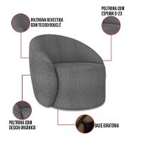 Sofá 2 Lugares Orgânico 140cm Morgan E 2 Poltronas Lua Bouclê Grafite D03 - D'rossi