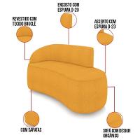Sofá 2 Lugares Orgânico 140cm Morgan E 2 Poltronas Lua Bouclê Mostarda D03 - D'rossi - 3