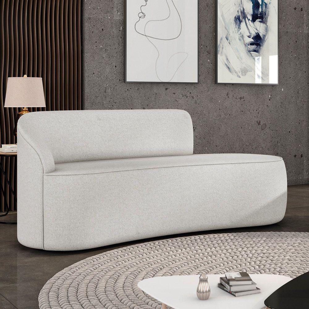 Sofá 2 Lugares Orgânico 140 Cm Morgan Linho Cinza D03 - D'rossi - 2