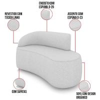 Sofá 2 Lugares Orgânico 140 Cm Morgan Linho Cinza D03 - D'rossi - 3