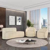 Sofá 2 Lugares Orgânico 140cm Morgan E 2 Poltronas Lua Bouclê Bege D03 - D'rossi - 2