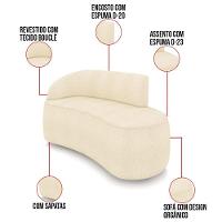 Sofá 2 Lugares Orgânico 140cm Morgan E 2 Poltronas Lua Bouclê Bege D03 - D'rossi - 3