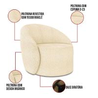 Sofá 2 Lugares Orgânico 140cm Morgan E 2 Poltronas Lua Bouclê Bege D03 - D'rossi