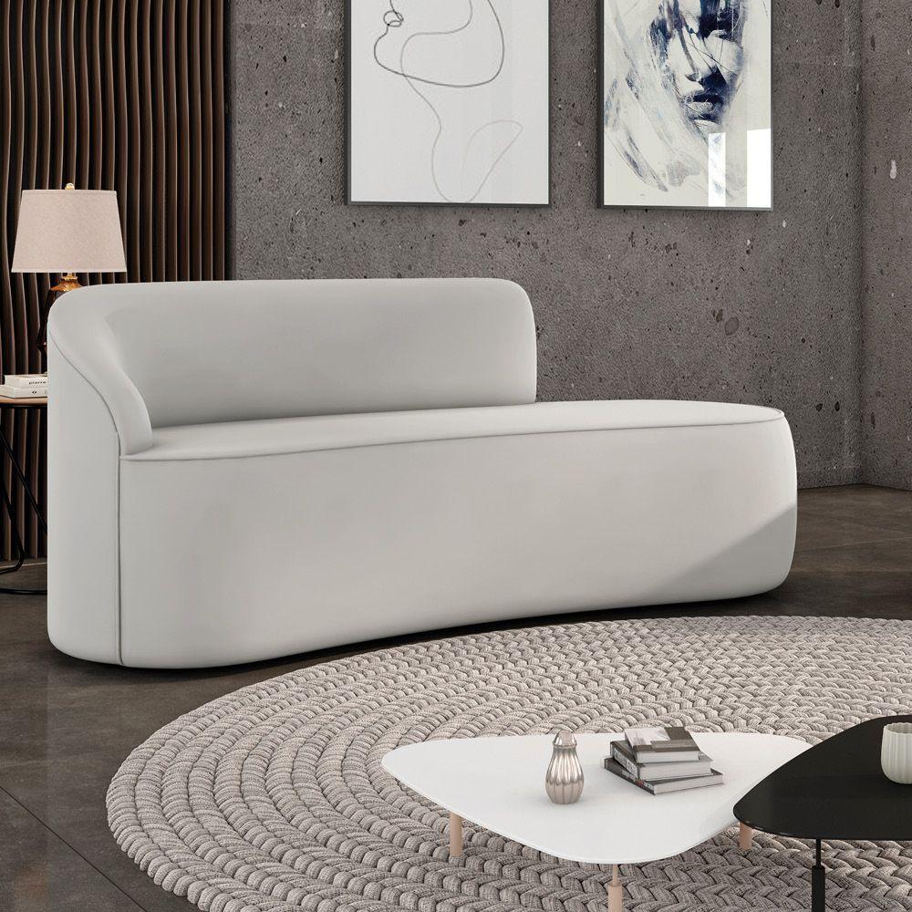 Sofá 2 Lugares Orgânico 140 Cm Morgan Veludo Cinza D03 - D'rossi - 2