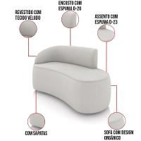 Sofá 2 Lugares Orgânico 140 Cm Morgan Veludo Cinza D03 - D'rossi - 3