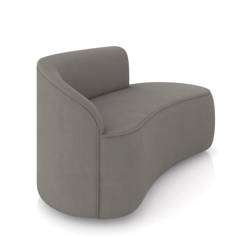 Sofá 2 Lugares Orgânico 140cm Morgan E 2 Poltronas Lua Suede Grafite D03 - D'rossi - 7