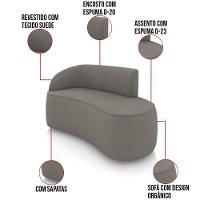 Sofá 2 Lugares Orgânico 140cm Morgan E 2 Poltronas Lua Suede Grafite D03 - D'rossi - 3