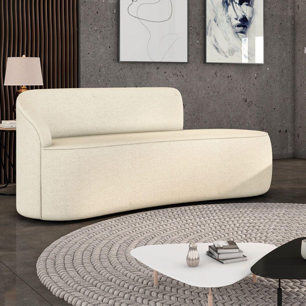 Sofá 2 Lugares Orgânico 140 Cm Morgan Linho Bege D03 - D'rossi - 2