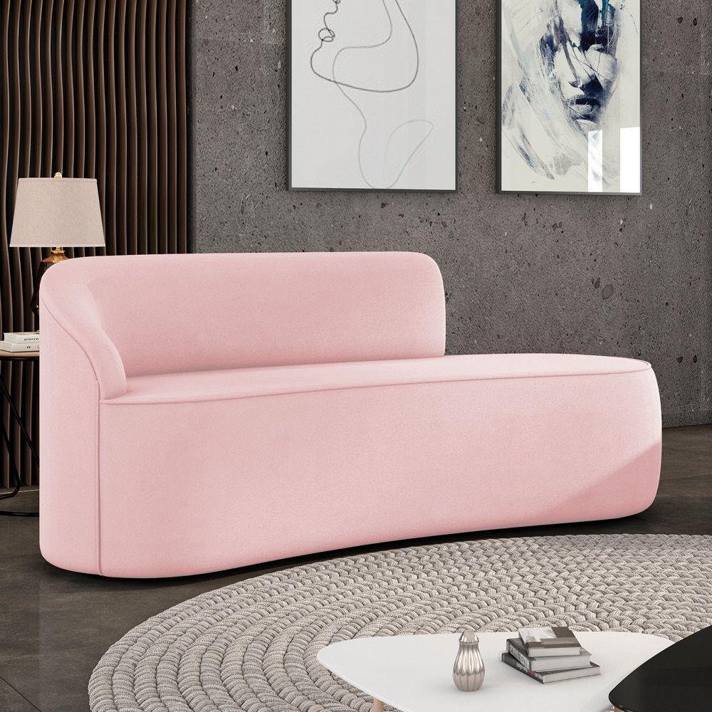 Sofá 2 Lugares Orgânico 140 Cm Morgan Suede Rosa Bebê D03 - D'rossi - 2