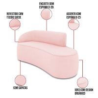 Sofá 2 Lugares Orgânico 140 Cm Morgan Suede Rosa Bebê D03 - D'rossi - 3