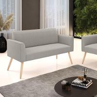 Sofá 2 Lugares Namoradeira Pé Palito Natural Marisa Bouclê Cinza D03 - D'rossi - 2